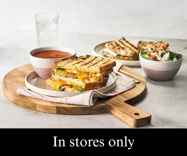 Grilled cheese with a small soup or a small salad for $12.95 + TX