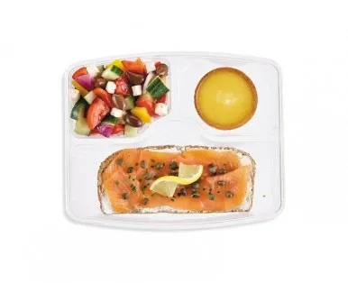 SMOKED SALMON OPEN-FACED SANDWICH IN A MEAL BOX