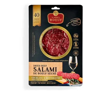 DRIED BEEF SALAMI WHITE WINE & BEETS LABEL BOEUF