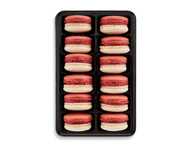 TWELVE RASPBERRY, CRANBERRY AND LAVENDER MACARONS